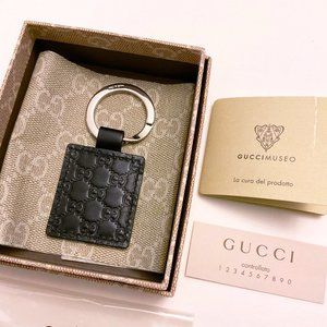 Gucci mongram keying black leather